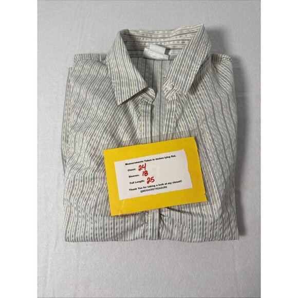 WORTHINGTON WOMEN'S TOP BLUE WHITE SIZE 1X STRETCH BUTTON UP BLOUSE 3/4 SLEEVE - Picture 11 of 11